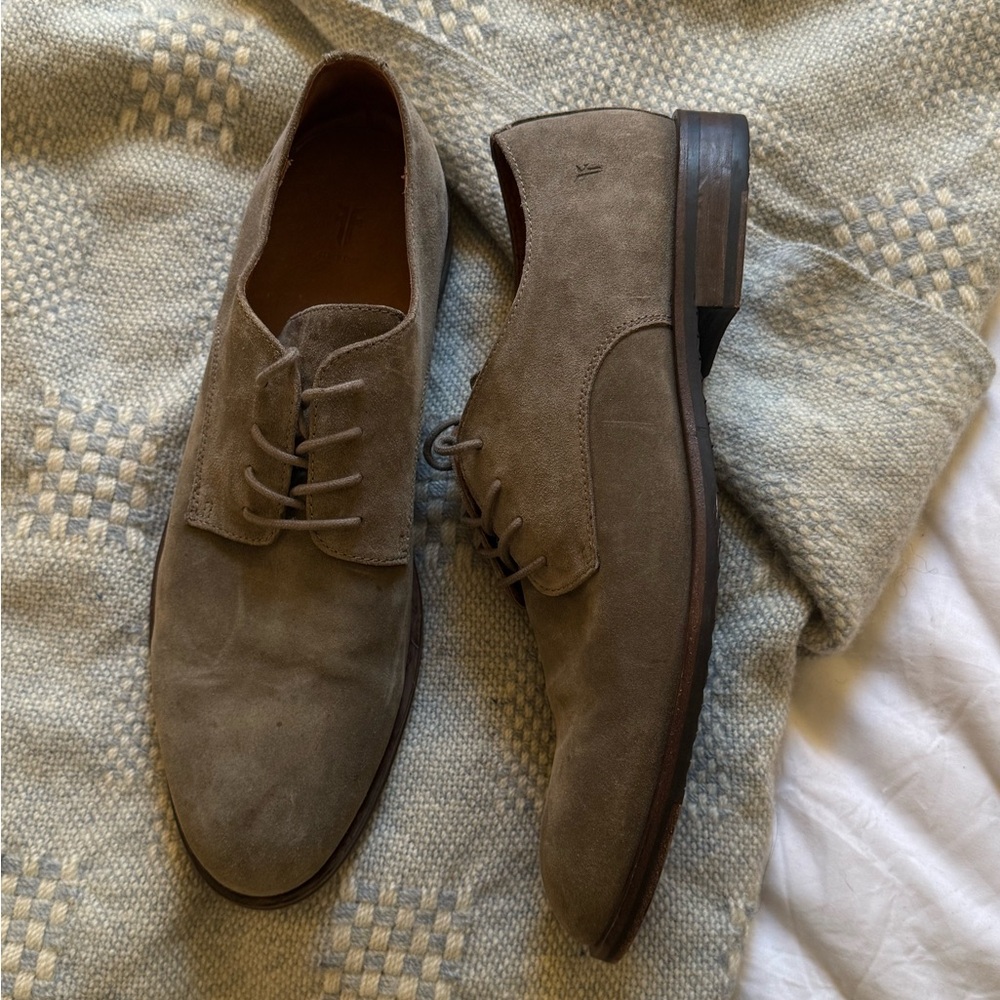 Frye Men's Sam Derby Light Grey Suede Lace-Up Shoes Size 13